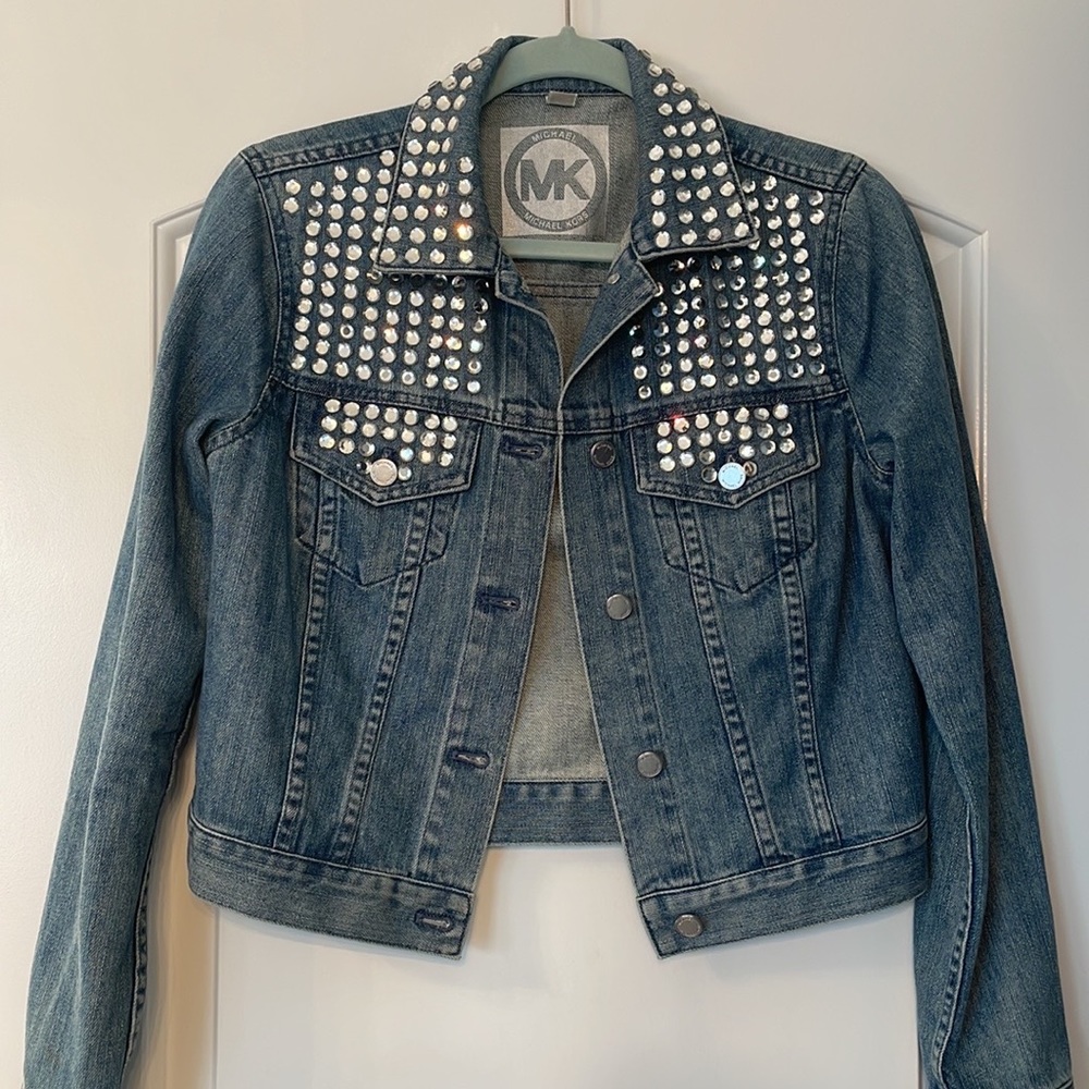 Michael Kors rhinestone studded denim jacket